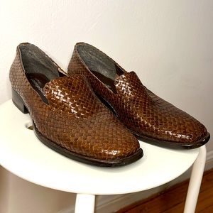 Jefferey Campbell woven leather loafers.